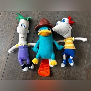 Phineas and ferb and Perry the platypus plush
